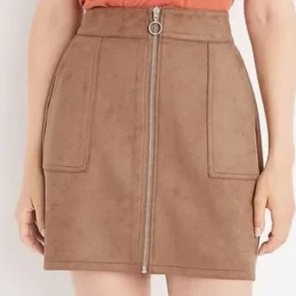 Maurices High Rise Faux Suede Skirt, Size 12